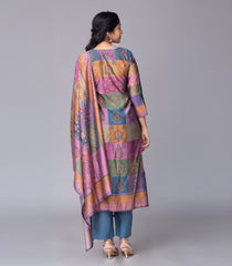 Lilac & Blue Printed Kurta Set-RC5582
