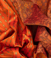 Orange Handloom Lino Lite Partly Silk Saree Meena Motifs