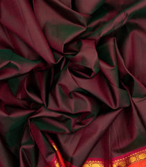 Maroon Handloom Kanchipuram Silk Saree With Contrast Border-KA12284