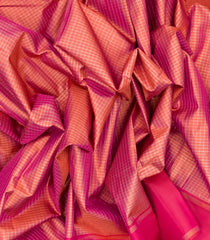 Orange Handloom Kanchipuram Silk Saree With Checks-KA12309