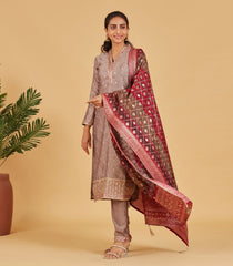 Festive Grey Embroidered Kurta Set