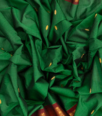 Green Handloom Gadwal Silk Cotton Saree With Buttas-GA0204