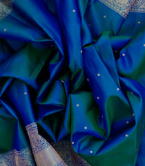 Cyan Handloom Kanchipuram Silk Saree With Kamalam Buttas-KA12382