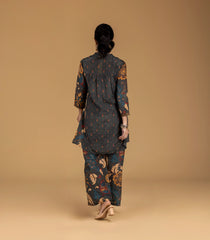 Dark Grey Kalamkari Inspired Printed Co-Ord Set-CO5013