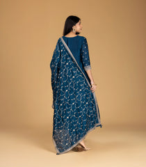 Teal Blue Embroidered Festive Set-RC5616