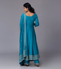 Teal Blue Embroidered Festive Anarkali Set-RC5593