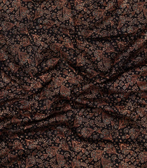 Black Printed Chanderi Cotton Saree With Zari Border-CC1651
