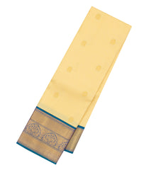 Sandal Korvai Handloom Kanchipuram Silk Saree With Cyan Border-KA14214