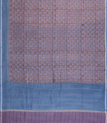 Lilac Printed Chanderi Cotton Saree With Zari Border-CC1610