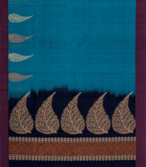 Blue Handloom Village Cotton Saree With Buttas-VC1609