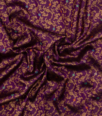 Dark Purple Handloom Korvai Kanchipuram Silk Saree With Floral Zari Motifs-KA15836
