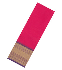 Hot Pink Woven Chettinad Cotton Saree With Contrast Border-CN1877