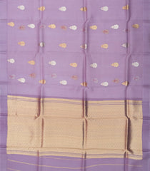 Lavender Handloom Banarasi Organza Silk Saree With Floral Buttas-BE1711
