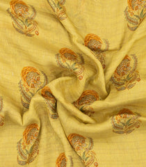 Sandal Woven Linen Saree With Printed Floral Motifs-LI0664