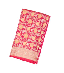 Pink Handloom Organza Soft Silk Saree With Floral Motifs-SO4121
