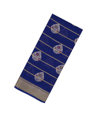 Blue Printed Synthetic Dola Silk Saree With Zari Stripes & Border-BL5030