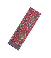 Peach Printed Kalamkari Cotton Saree With Zari Border-KAL1222