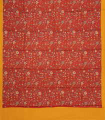 Rust Printed Pure Silk Saree With Floral Motifs-PS0830