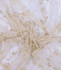 White Woven Net Saree With Hand Embroidered Motifs -EN1772