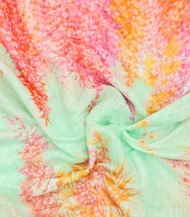 Mint Green Printed Synthetic Linen Saree With Abstract Motifs-SY0167