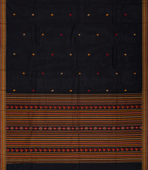 Black Handloom Kanchi Cotton Saree With Diamond Buttas