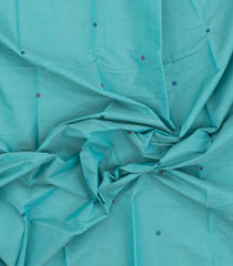 Turquoise Handloom Kanchi Cotton Saree With Buttas-KC1789
