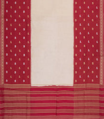 Cream Woven Blended Viscose Saree With Contrast Border -BL5600