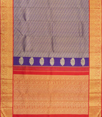 Violet Handloom Korvai Kanchipuram Silk Saree With Meena Floral Motifs-KA15827