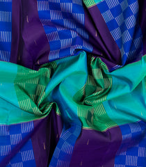 Multi Colour Handloom Kanchipuram Silk Saree With Dotted Stripes-KA15117