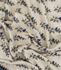 Off White Printed Kalamkari Cotton Saree With Zari Border-KAL1202