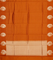 Rust Handloom Banarasi Silk Saree With Zari Checks-BE1872