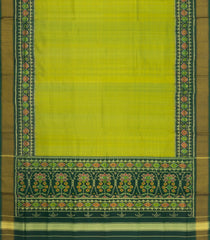 Leafy Green Handloom Rajkot Patola Ikat Silk Saree With Tie & Dye Motifs-IK0489