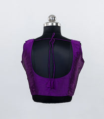 Purple Readymade Sleeveless Blended Silk Blouse With Sweetheart Neck-RB5211