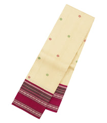 Cream Handloom Korvai Kanchipuram Silk Saree With Silk Thread Work Motifs-KA16563