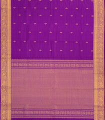 Purple Handloom Kanchipuram Silk Saree With Zari Buttas & Stripes-KA14148