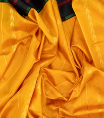 Mustard Handloom Soft Silk Saree With Zari Stripes & Contrast Border-SO4296