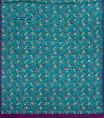 Cyan Printed Pure Satin Silk Saree With Floral Motifs-PS0956