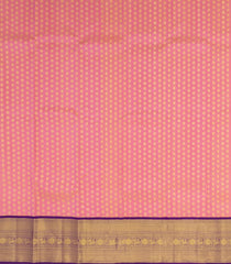 Peach Handloom Korvai Silk Pavadai & Purple Dhavani-PM2085