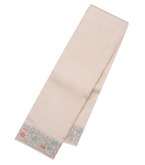 Cream Handloom Kanchipuram Silk Saree With Meena Floral Border-KA15756