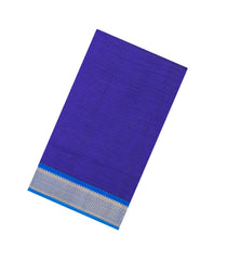 Violet Handloom Silk Cotton Saree With Zari Stripes & Contrast Border-SC4749
