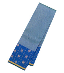 Blue Handloom Kanchipuram Silk Saree With Zari Stripes-KA15380