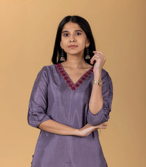 Lavender Embroidered Festive Kurta-KR0831
