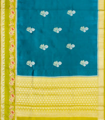 Cyan Woven Banarasi Poona Silk Saree With Buttas & Contrast Meena Border-BP1038