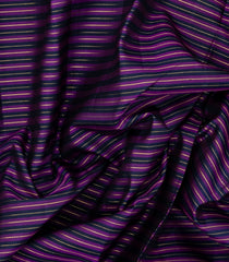 Purple & Navy Handloom Kanchipuram Silk Saree With Stripes-KA14830