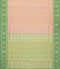 Dusty Pink Handloom Kanchipuram Tissue Silk Saree With Meena Floral Motifs & Contrast Border-KA13520