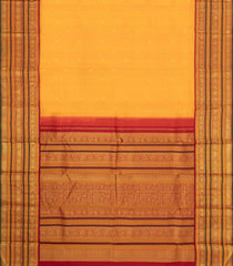 Mango Yellow Handloom Korvai Kanchipuram Silk Saree With Buttas & Contrast Border-KA16793