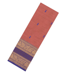 Dusty Peach Woven Chettinad Cotton Saree With Buttas & Contrast Border-CN1930