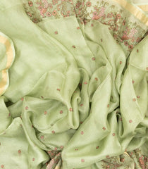 Cardamom Green Handloom Kota Silk Saree With Peacock Motifs-KO1037