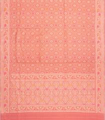 Peach Handloom Banarasi Cotton Saree With Floral Vine Motifs-BE1903