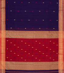 Dark Purple Handloom Maheswari Silk Cotton Saree With Buttas-SC4172